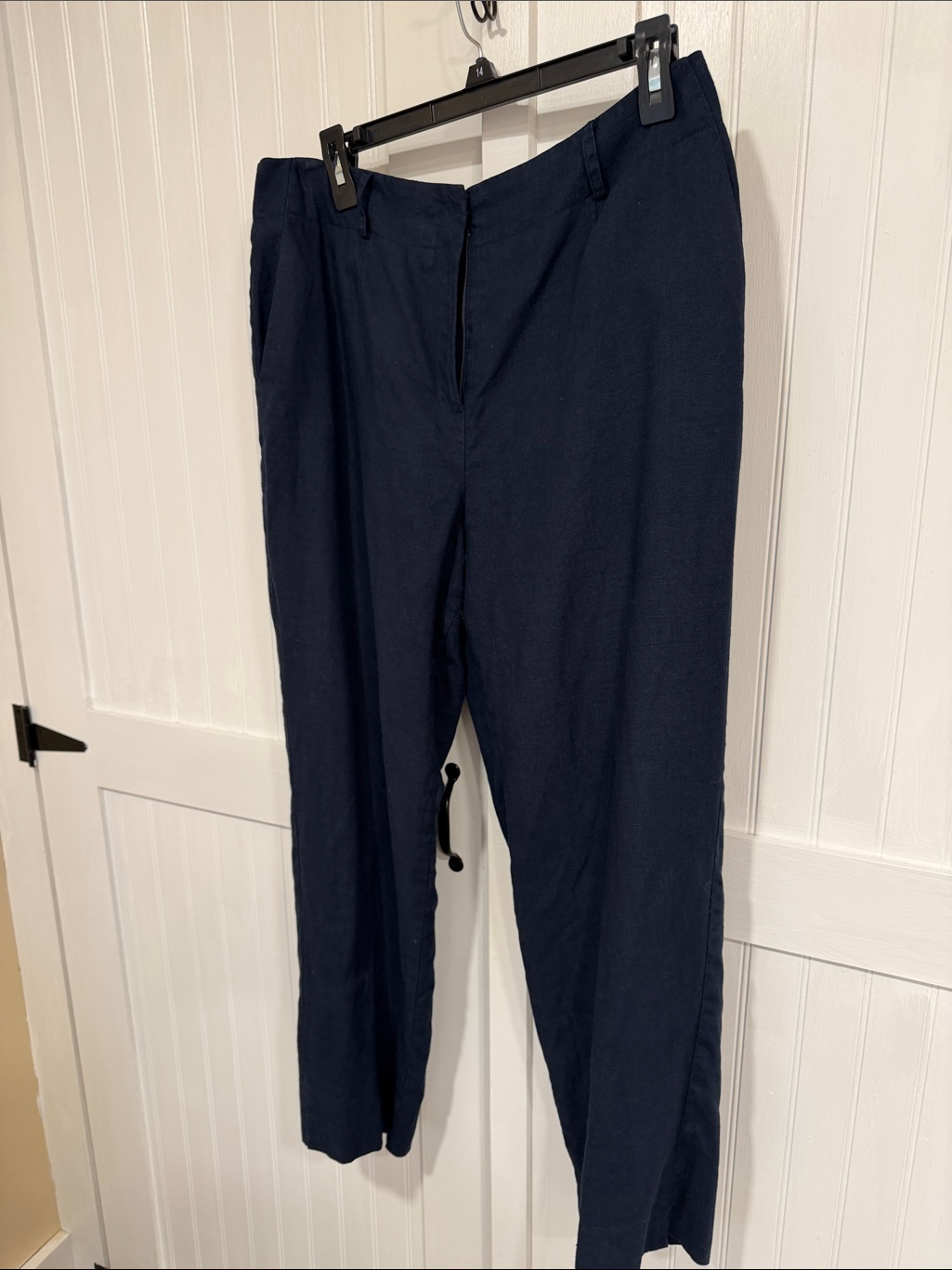 Talbots Dark Navy Straight-Leg , Lined 100% Irish Linen Slacks Size 14